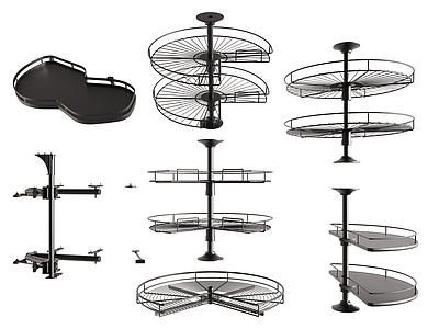 现代其他五金件 橱柜转角拉篮 转盘架 置物拉篮 储物架 家具五金件