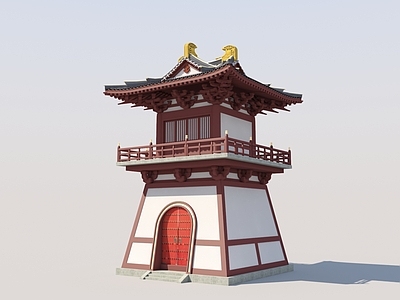 新中式中式古建 钟鼓楼 唐代建筑 古建筑 寺庙 汉代风格建筑