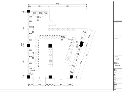 现代其他商业空间 药店平面布局图 药店 施工图