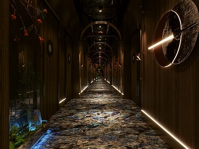 新中式足浴店 新中新 足浴 足浴大厅 足浴过道 植物造景