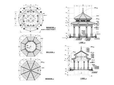 现代亭子 景观亭 施工图