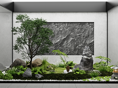 现代新中式庭院小品 现代庭院小品 景观小品 植物造景