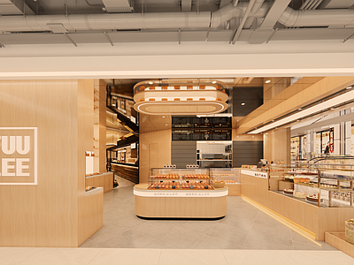 现代原木甜品面包店 现代甜点面包店 烘培店