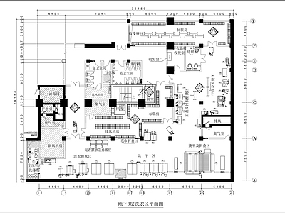 现代其他商业空间 洗衣店设 施工图