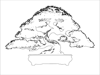 新中式树 造型松盆景 施工图