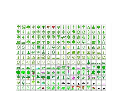 极简综合植物图库 植物平立面图库大 施工图