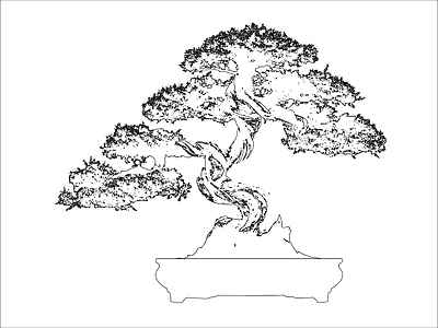 新中式树 造型松盆景 施工图