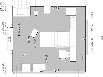 现代医院 ICU单间 施工图