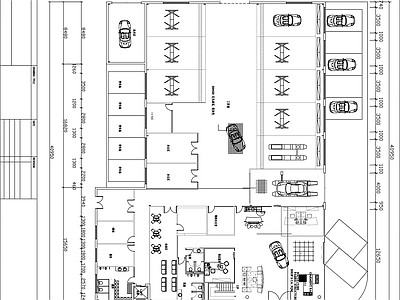 现代其他商业空间 汽车修理店平面图 汽车维修店规划图 汽车保养维修店 施工图