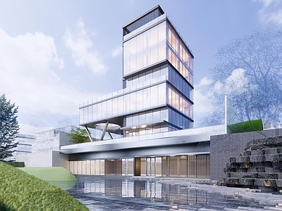 现代新中式多层住宅 小区别墅售楼处 示范区景观设计 下沉庭院小区景观 住宅活动中心 小区物业配套