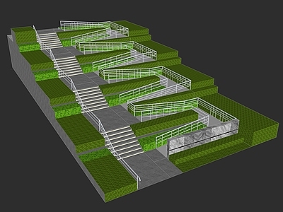 现代台阶景观 无障碍 阶梯绿化 高差入口