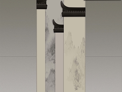 新中式中式硬包 墙体背景墙画