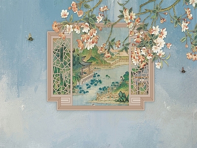 现代新中式硬包 墙体背景墙画 硬包背景墙 艺术硬包 刺绣硬包