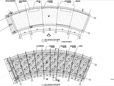 现代廊架 弧形廊架 施工图