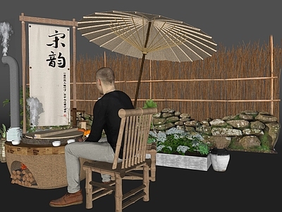 现代美陈 宋韵 宋代主题露营 围炉煮茶 大锅灶 宋代小品