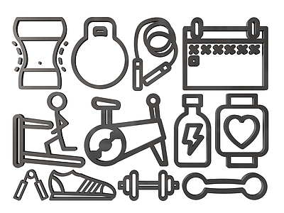 现代挂件 2D运动器材墙饰 体育器材图案图标 运动器材标识雕花 健身器材剪影剪纸 镂空线条球类器材