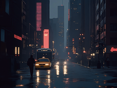 现代街道外景 科幻 赛博朋克 街景 未来