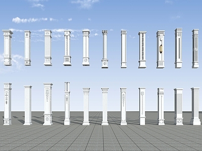 新中式欧式其他建筑外观 新中式欧式罗马柱 罗马柱 欧式 新中式 别墅罗马柱