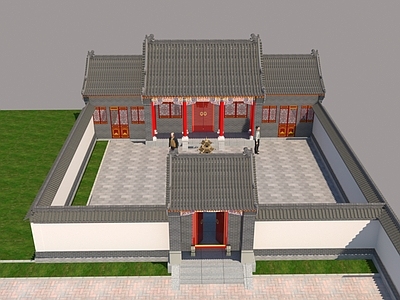 中式新中式古建 四合院 祠堂 小庙 寺庙 古建院子