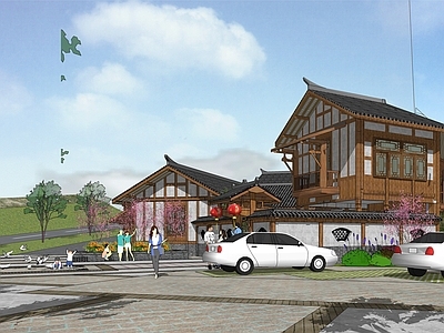 中式民宿建筑 山地民宿建筑