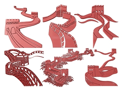 现代挂件 2D长城墙饰 长城图案图标墙饰 长城雕花墙饰 长城剪影剪纸墙饰 镂空线条长城墙饰