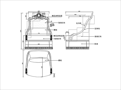 欧式沙发 单人 施工图