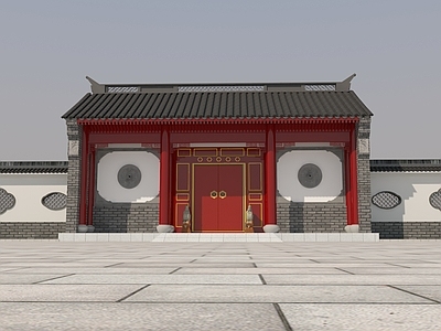 新中式中式古建 古建 中式门楼 寺庙 入口 中式入口 四合院