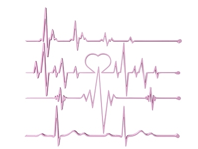 现代挂件 2D心电图墙饰 心脏脉搏图图案 爱心心电图标识 爱心脉搏图剪影 线条心形心电图