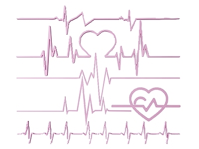 现代挂件 2D心电图墙饰挂 心脏脉搏图图案 爱心心电图标识 爱心脉搏图剪影 镂空线条心形