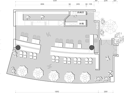 现代工装图库 景区奶茶店咖啡厅 施工图 工装图库