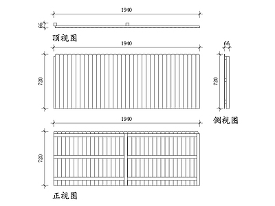 现代庭院 直线型松木栅栏 L型转角栅栏 弧形松木围栏 混合材料栅栏 自然风松木栏 施工图