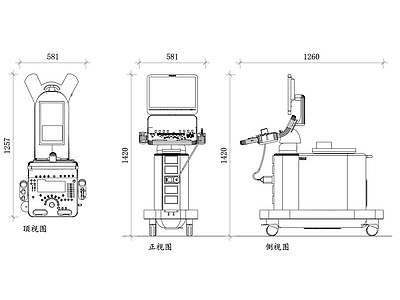 现代医院 超声波机外观 超声波机界面 超声波机探头 超声波机移动性 超声波机存储功能 施工图