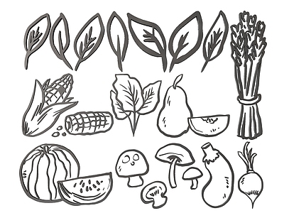 现代挂件 2D蔬菜符号墙饰 蔬菜种类图案图标 蔬菜符号雕花 蔬菜种类剪影剪纸 镂空线条蔬菜符号