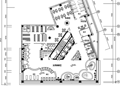 现代其他休闲娱乐空间 休闲会所平面图 大众澡堂 施工图