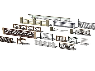 现代新中式围栏护栏 栏杆合集