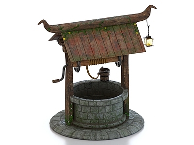 复古古建 复古水井 古代水井 石头井
