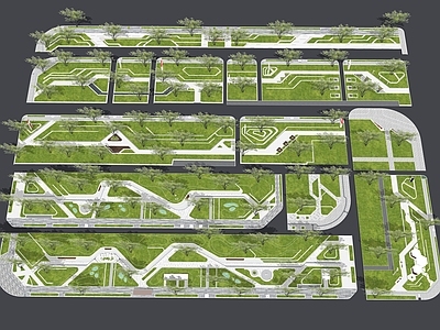现代景观公园 线性公园景观 带状街边绿地公园 街心中央公园 社区市民活动广场 街头绿地口袋公园