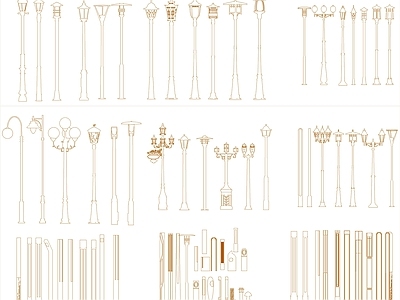 新中式灯具图库 景观灯灯 施工图
