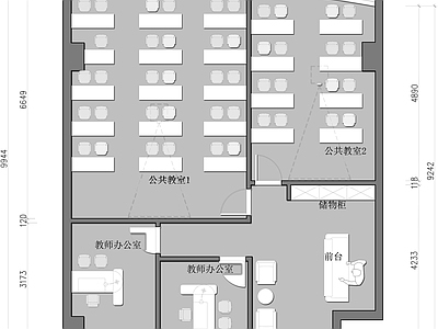 现代其他工装空间 培训室平面 施工图