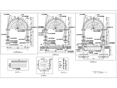 现代美式廊架 圆形廊架 异形廊架 圆顶廊架 拱顶廊架 廊架 施工图