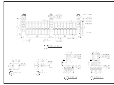 现代庭院 围墙 围墙 铁艺围墙 私家 园 施工图