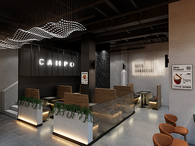 现代轻奢烧烤烤肉店 餐厅 火锅 酒馆 画