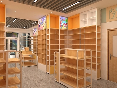 现代其他商业空间 文具店 文具店 展柜 流水台 晨光文具