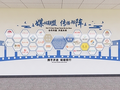 现代宣传栏 logo墙 企业logo背景 走廊文化 品牌Logo墙 合作伙伴形象墙