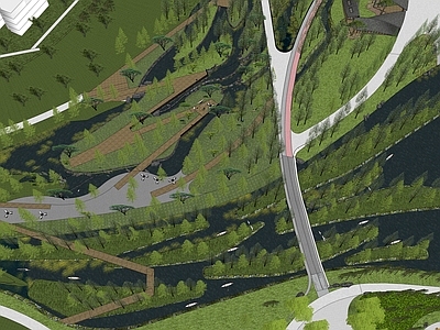 现代景观公园 滨水湿地公园 自然生态森林公园 水上栈道桥 水草芦苇水生 河道浮岛绿岛驳岸