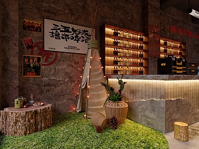侘寂工业火锅店 火锅店 露营风 火锅店 收银前台 做旧火锅店