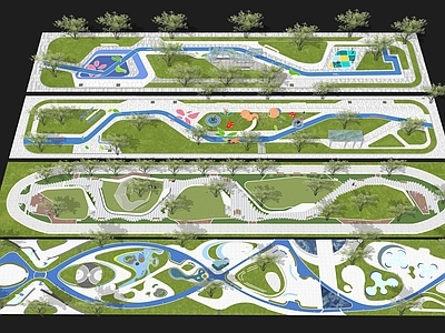 现代景观公园 线性公园景观 街边带状公园 街头绿地广场景观 街心口袋公园 社区市民活动广场