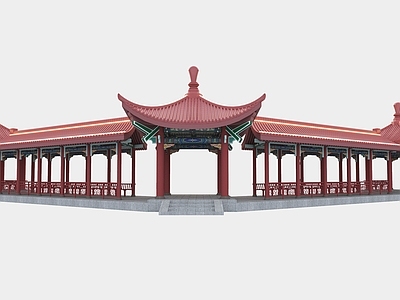 新中式中式古建 园林建筑 仿古廊架亭子 古建回廊