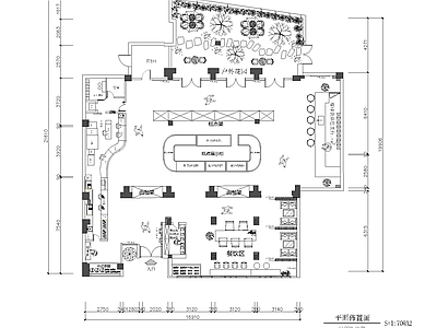 新中式面包店 甜品店平面图 面包店平面布局图 施工图