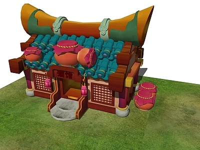 复古风格建筑 酒馆 卡通建筑